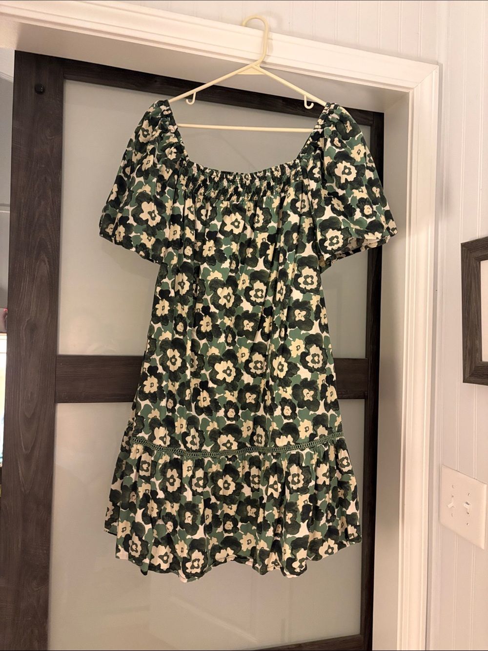 Marigold (Victoria Dunn) Green Floral Off-Shoulder Casual Dress